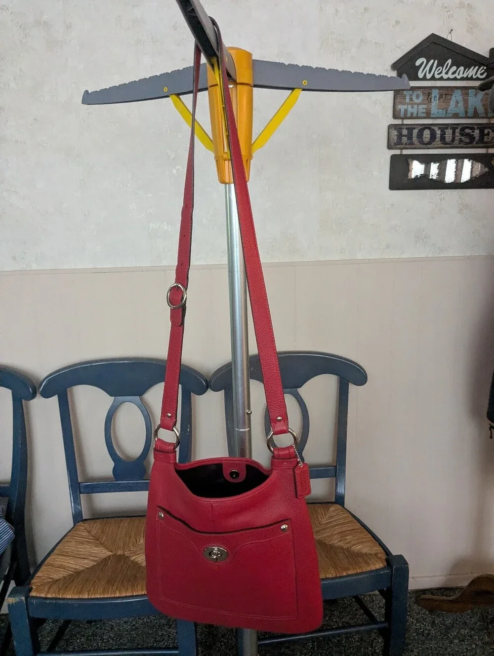 COACH Red Pebble Leather Purse w/Adjustable Shoulder Strap, Vintage, EUC!!!